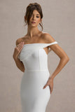 Alonza White Twisted Bardot Maxi Dress