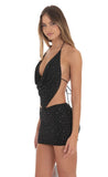 Rhinestone Draped Two Piece Set in Black