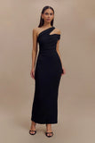 Anastasia One Shoulder Modal Midi Dress Black