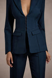 Unbeaten Navy Fitted Corset Blazer Jacket
