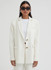 Cream Oversized Single Breasted Blazer