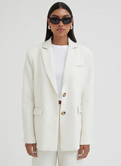 Cream Oversized Single Breasted Blazer