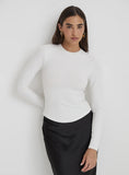 White Long Sleeve Jersey Top