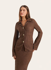 Chocolate Crinkle Jersey Long Sleeved Top