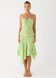 Teneika Beaded Flower Midi Skirt Lime