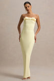 Hallie Lemon Bandeau Maxi Dress With Bow Detail