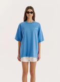 Blue Acid Wash Back Graphic Printed T Shirt