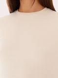 Cream Ribbed Branded Cotton Baby Tee