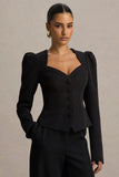 Olympia Black Sweetheart Neck Tailored Top
