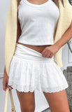 Indra White Broderie Mini Skirt