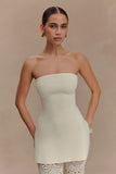Anette Bandage Knit Strapless Top Ivory
