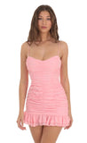 Ruched Bodycon Dress in Pink