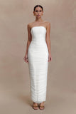Jianna Strapless Mesh Maxi Dress Ivory