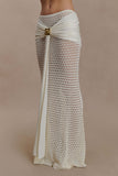 Mania Crochet Maxi Skirt With Hardware Ivory