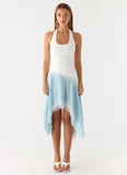 Brionee Midi Dress Pale Blue White