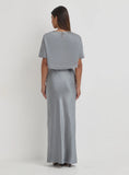 Blue Steel Satin Maxi Skirt