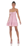 Front Tie Babydoll Dress in Pink