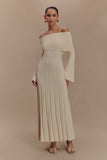 Alonza Long Sleeve Knit Midi Dress Cream