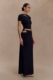 Haven Slinky Twist Midi Skirt Black