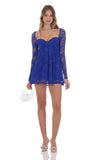 Long Sleeve Lace Babydoll Dress in Blue