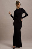 Tova Black High Neck Long Sleeve Maxi Dress