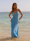 Zelella Crochet Maxi Dress Bright Blue