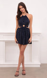 Shimmer Halter Cutout Dress in Navy