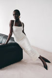 Camila Ruched Halter Midi Dress Ivory
