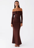 Rudy Long Sleeve Maxi Dress Chocolate