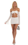 Mesh Rhinestone Two Piece Set in White