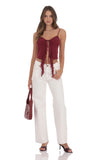 Mesh Front Tassel Top in Red