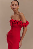 Nova Ruffle Off Shoulder Maxi Dress Ruby