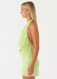 Laurie Beaded Flower Mini Dress Lime