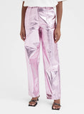 Pink Metallic Faux Leather Trouser