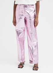 Pink Metallic Faux Leather Trouser
