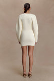 Billy Balloon Sleeve Knit Mini Dress Ivory