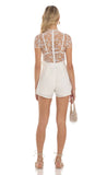 Sheer Mesh Lace Romper in White