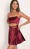 Perrie Velvet A line Dress in Merlot
