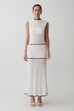Aris Sleeveless Sheer Maxi Dress Black White