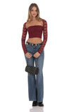 Lace Long Sleeve Top in Burgundy