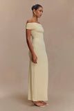 Imogen Off Shoulder Slinky Maxi Dress Lemon