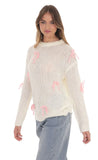 Knitted Bows Jumper in Cream