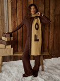 Beige Brown Knit Fourth Branded Scarf