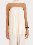 Cream Plisse Scarf Detail Bandeau Top