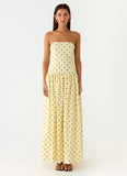 Andorra Maxi Dress Yellow Polkadot