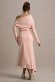 Lou Pink One Shoulder Asymmetric Maxi Dress