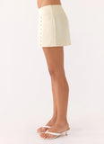 Posy Satin Mini Skirt Ivory