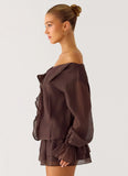 Elris Drop Waist Mini Dress Cool Chocolate