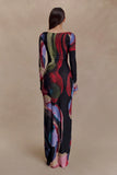 Soraya Long Sleeve Mesh Maxi Dress Multi Fluid Reverie Print