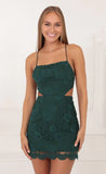 Lace Cutout Dress in Green
